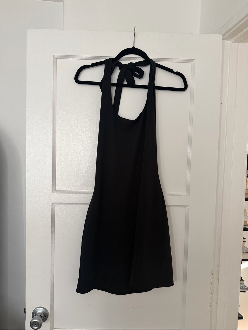 OAK + FORT Black One-Shoulder Halter Mini Dress